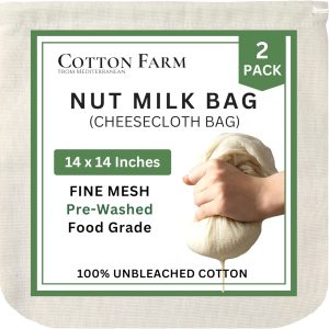 Cotton Farm Nut Milk Bag 14x14 Natural Beige-0