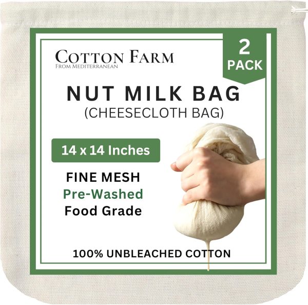 Cotton Farm Nut Milk Bag 14x14 Natural Beige-0