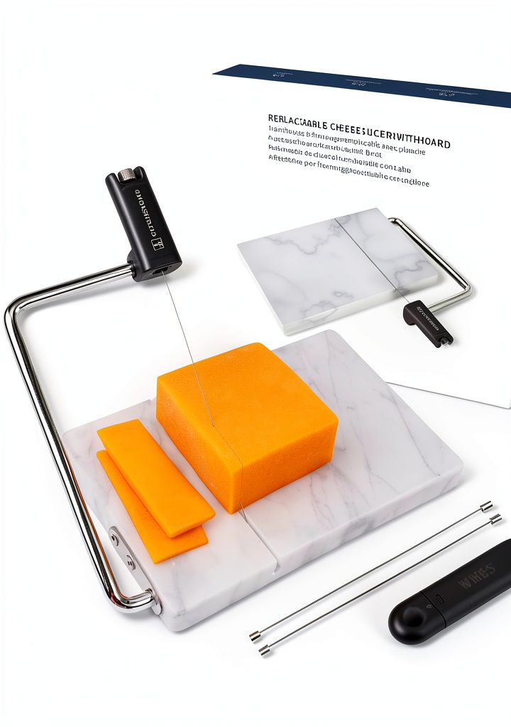 Installing KITCHENDAO Marble Cheese Slicer Adjustable Stainless Steel on a wooden kitchen countertop