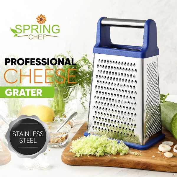 Spring Chef 4-Sided Stainless Steel Cheese Grater-1