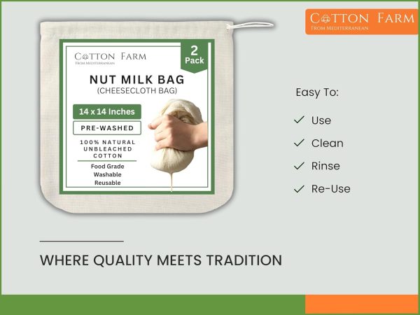 Cotton Farm Nut Milk Bag 14x14 Natural Beige-2