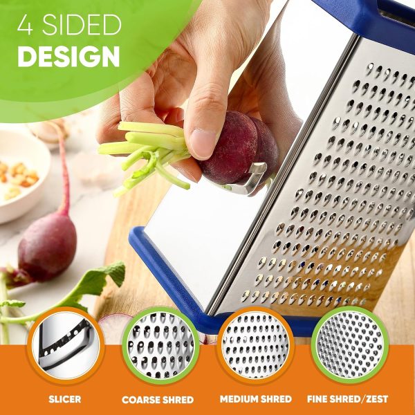 Spring Chef 4-Sided Stainless Steel Cheese Grater-5