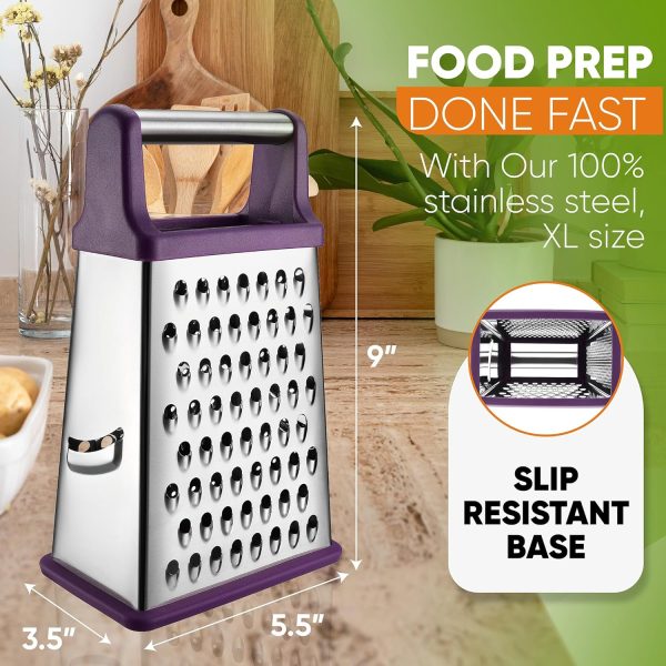 Spring Chef 4-Sided Cheese Grater Stainless Steel Kitchen-3