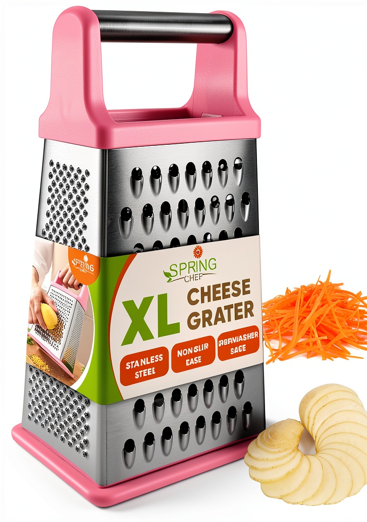 Installing Spring Chef Cheese Grater Stainless Steel 4 Sided Design on a kitchen countertop