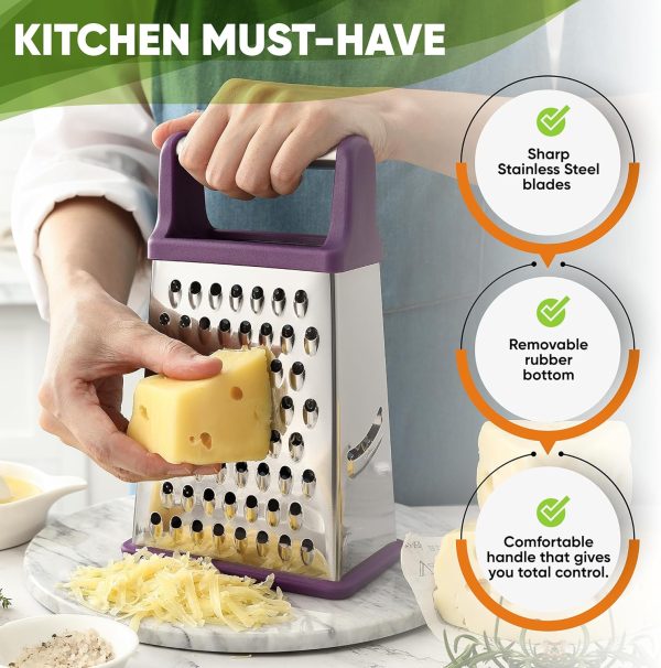 Spring Chef 4-Sided Cheese Grater Stainless Steel Kitchen-2