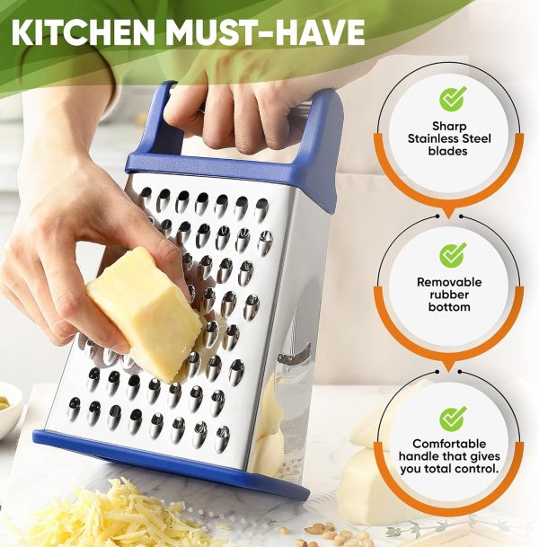 Spring Chef 4-Sided Stainless Steel Cheese Grater-2