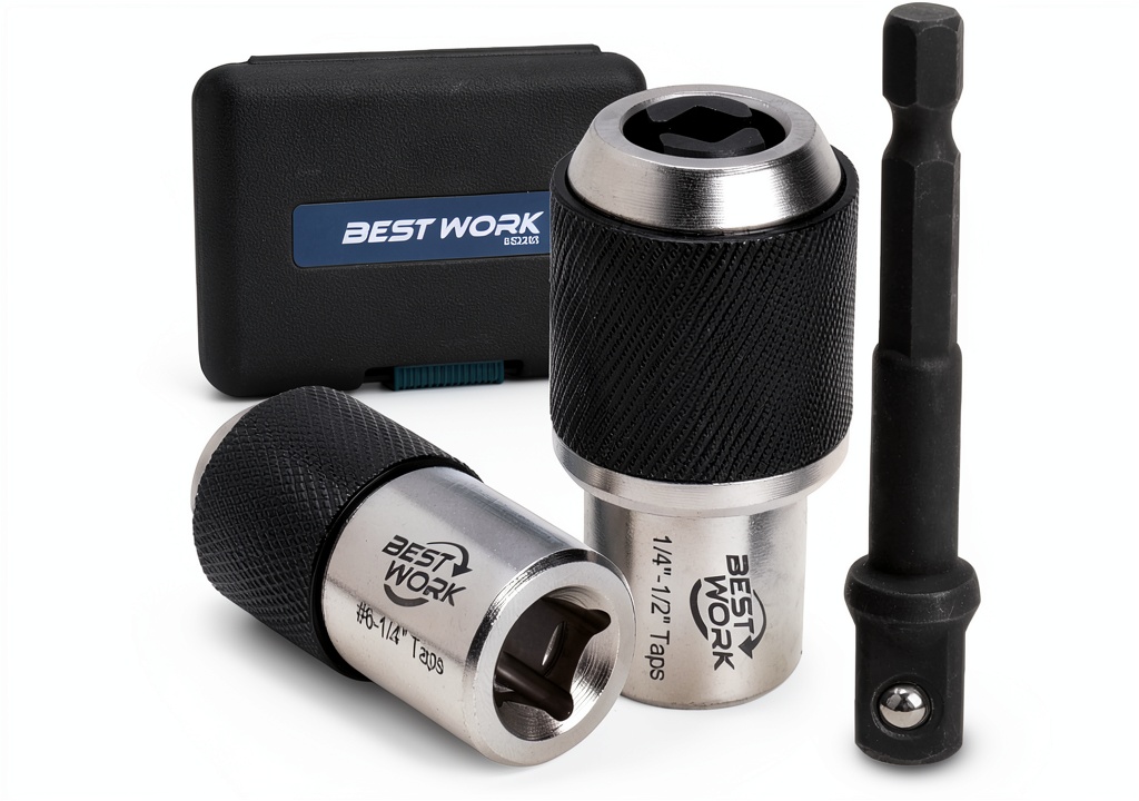 Bestwork adjustable tap socket set being used in a cramped engine compartment