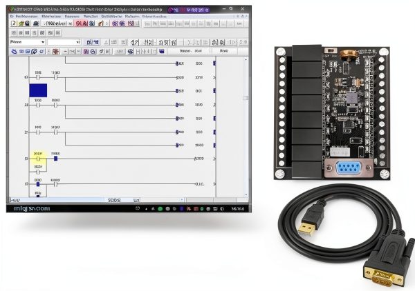 PLC Programmable Logic Controller 12DC Inputs, 8 Relay Outputs, 24VDC, USB Interface, Power Supply-0