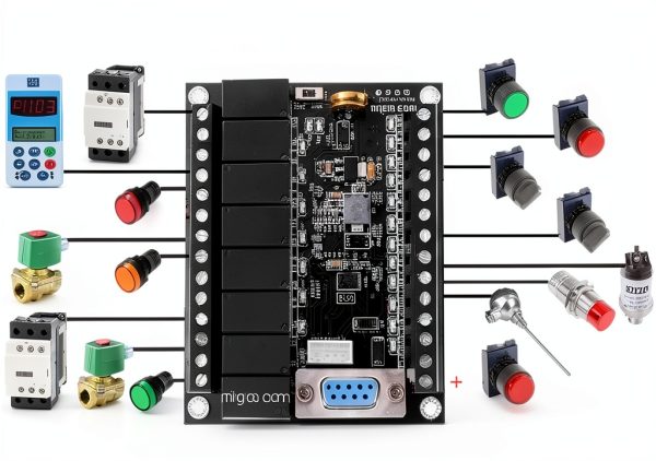 PLC Programmable Logic Controller 12DC Inputs, 8 Relay Outputs, 24VDC, USB Interface, Power Supply-2